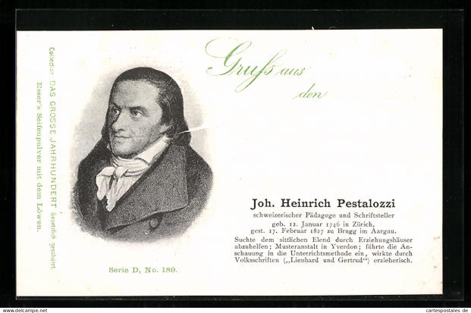 AK J. Heinrich Pestalozzi, Schweizerischer Pädagoge Und Schriftsteller  - Personaggi Storici