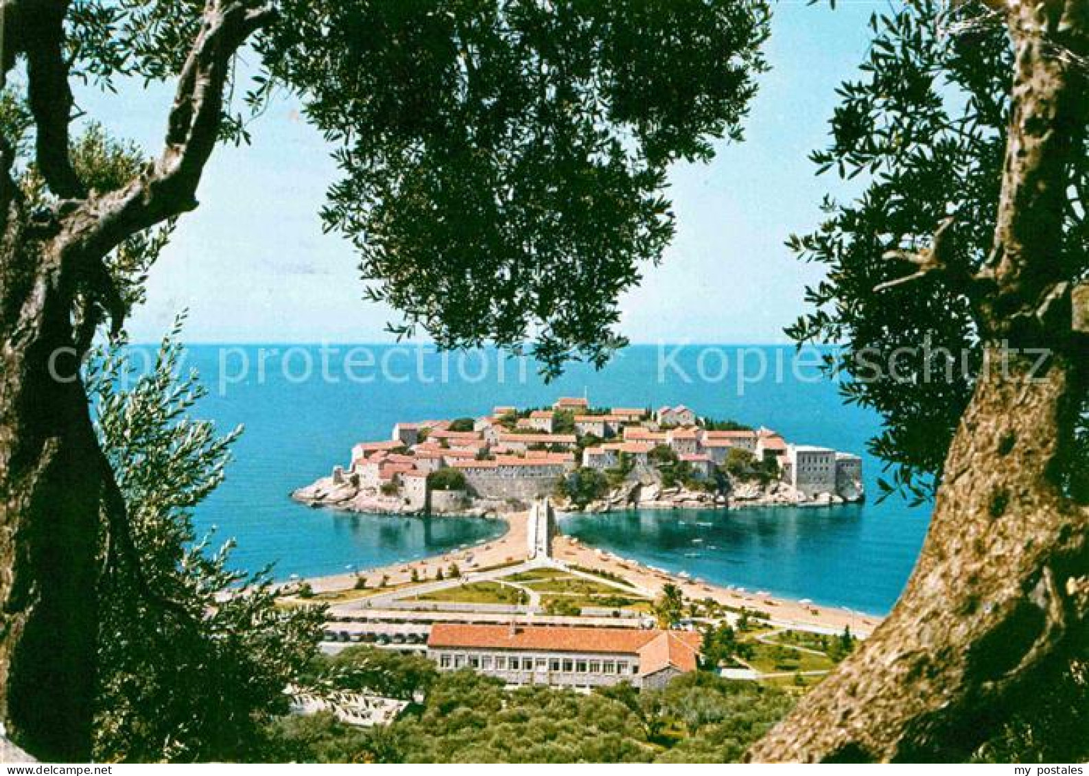 72802870 Sveti Stefan Panorama Meerblick Sveti Stefan - Montenegro