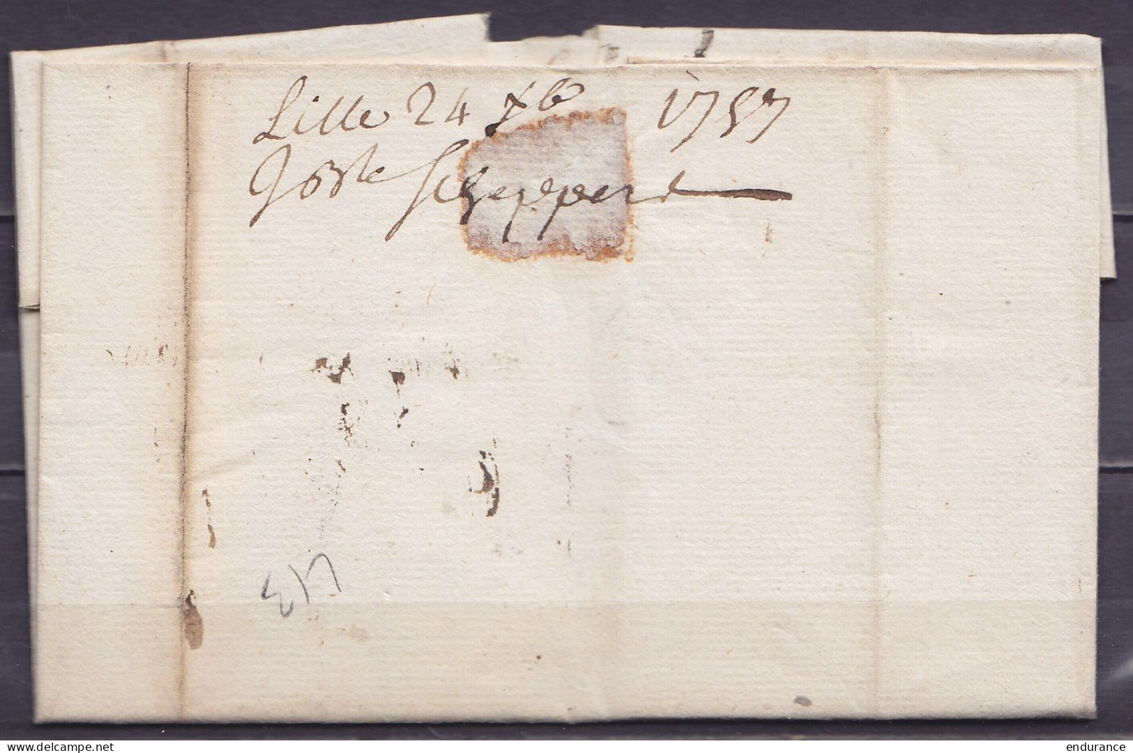 L. Datée 24 Décembre 1757 Pour SAINT-DIEY (Saint-Dié) En Loarraine - Griffe "LILLE" - Port "16" - 1701-1800: Précurseurs XVIII