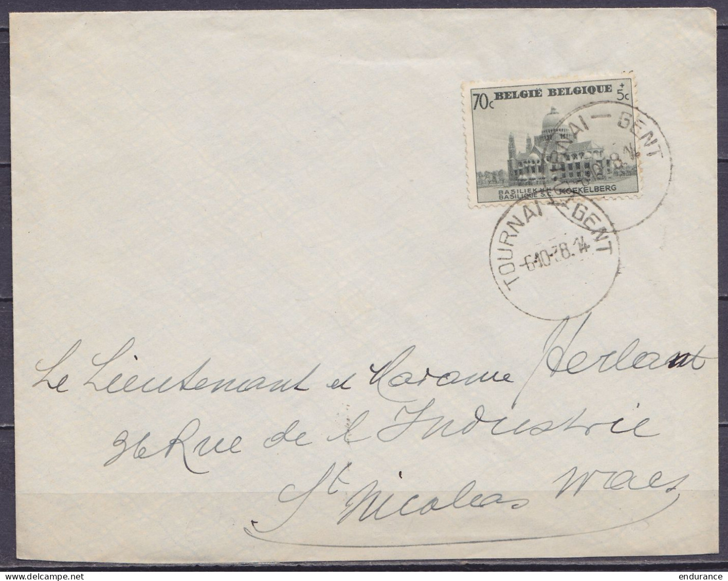 Env. De Templeuve Affr. N°473 Càd Ambulant TOURNAI-GENT /-6.10.1938 Pour St-NICOLAS-WAES - Briefe U. Dokumente