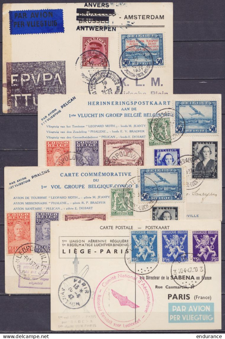 Lot De 13 Documents "1e Vols" Et Expositions Poste Aérienne Entre 1931 Et 1948 - Voir Scans - Briefe U. Dokumente