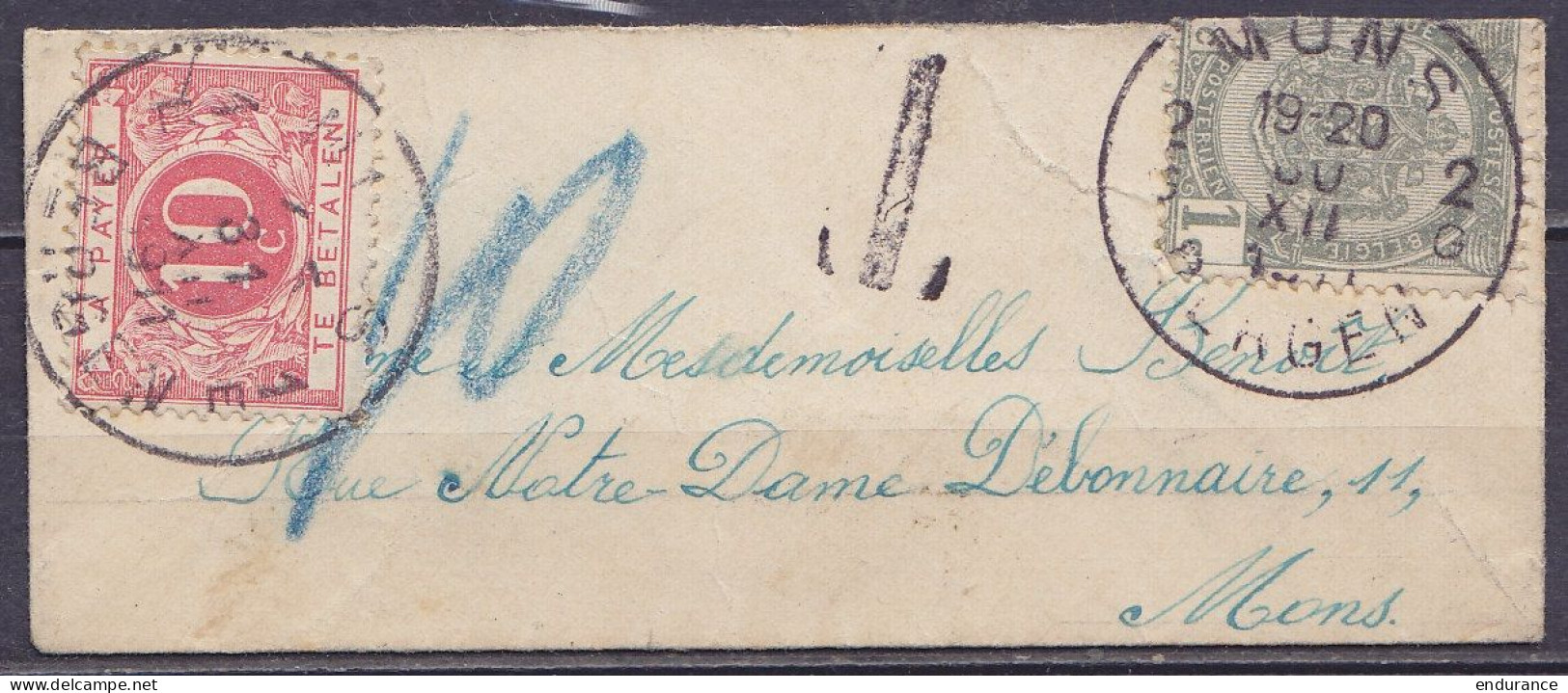 Petite Env. (format Carte De Visite) Affr. N°81 Càd "MONS /30 XII 1911/ BERGEN" Taxée 10c (TX5) E/V - Storia Postale