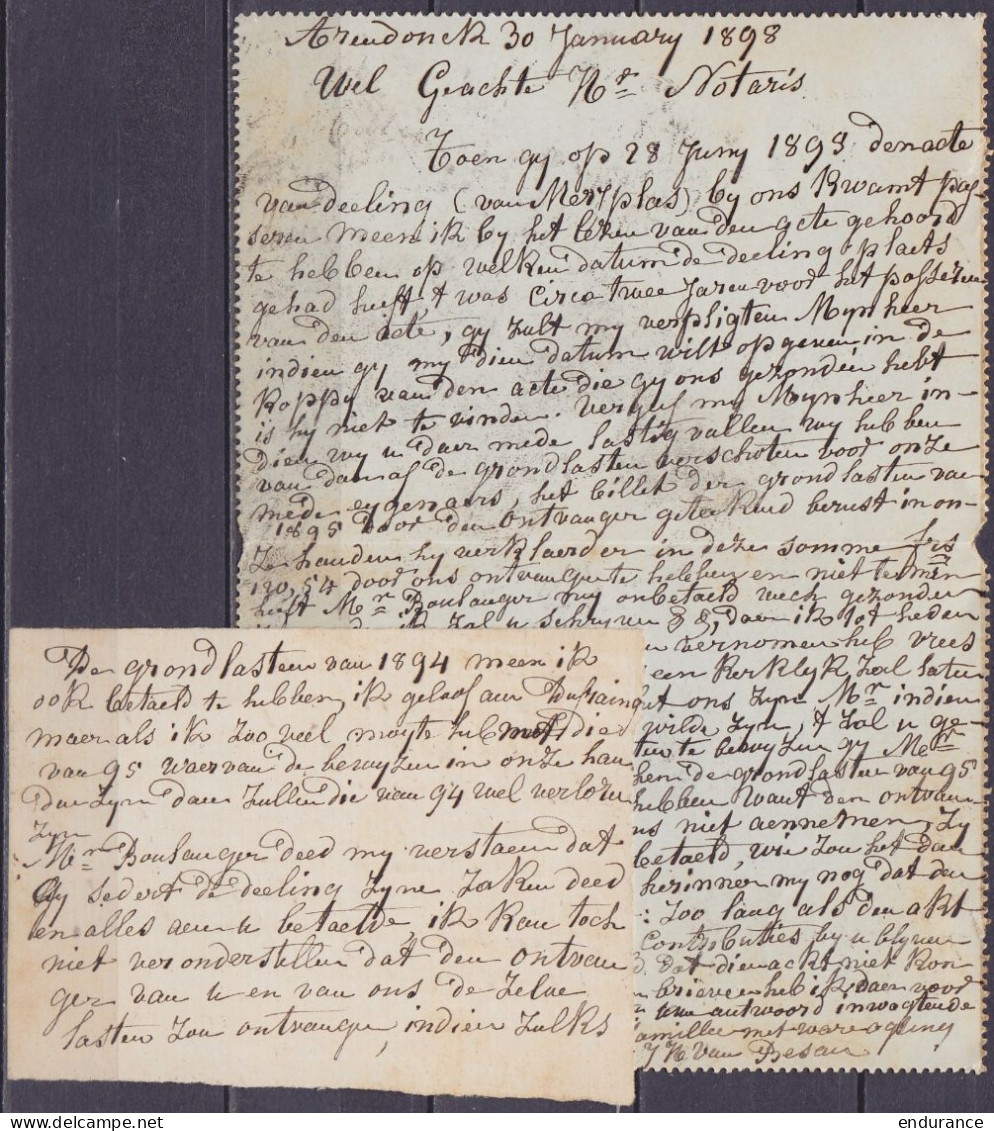 EP Carte-lettre 10c Rouge-brun (type N°57) Càd ARENDONCK /1 FEVR 1898 Pour TURNHOUT (au Dos: Càd Arrivée TURNHOUT) - Letter-Cards