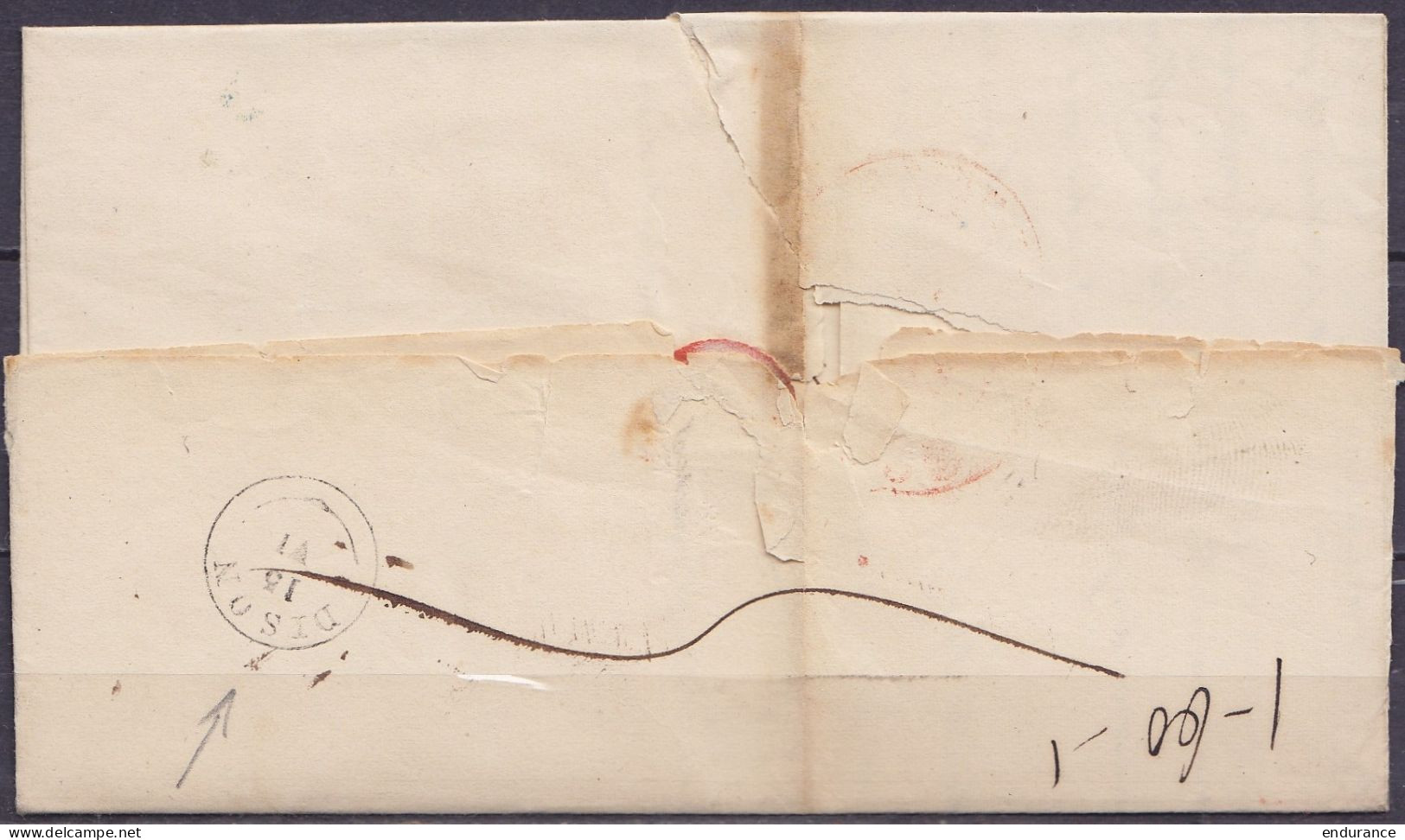 L. Càd Bleu BRUXELLES /13 JUIN 1838 Pour DISON Près VERVIERS - Griffe "PORT PAYE" (au Dos: Càd Arrivée T18 DISON /15/VI) - 1830-1849 (Belgique Indépendante)