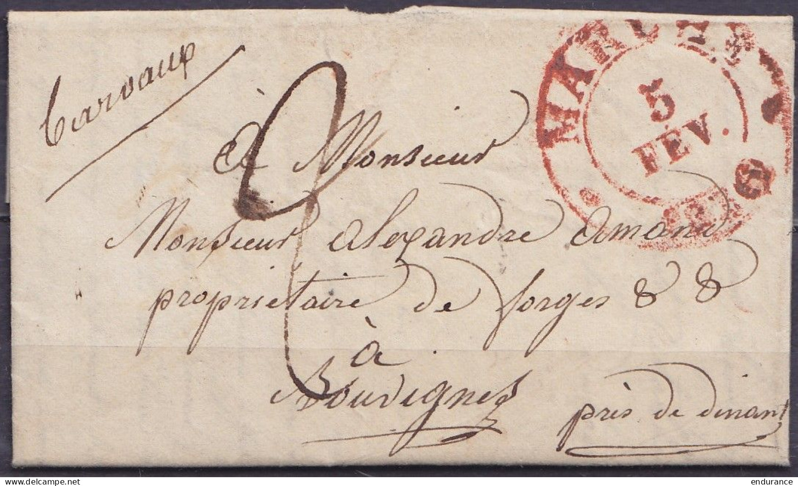 L. Datée 4 Février 1836 De BARVAUX Càd MARCHE /5 FEV. 1836 Pour BOUVIGNES Près De Dinant - Distribution Manuscrite "barv - 1830-1849 (Belgique Indépendante)