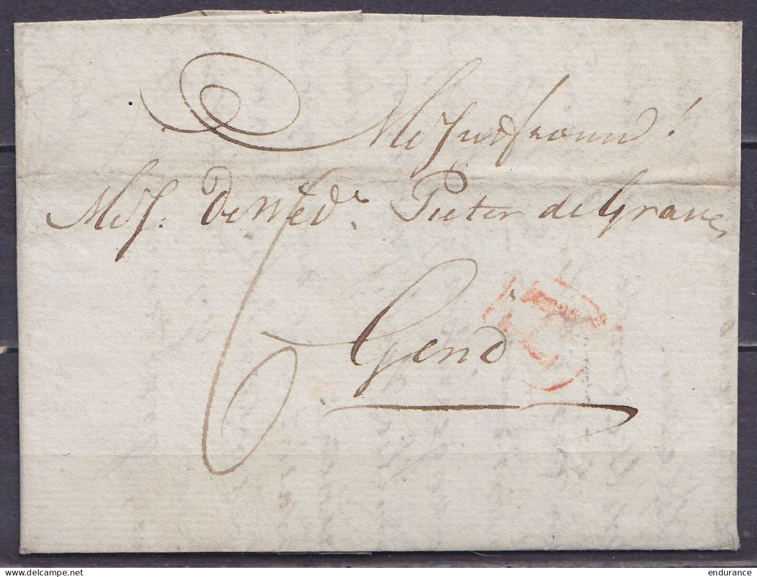 L. Datée 10 Octobre 1803 De AMSTERDAM Pour GAND - Marque (H) (= De Hollande) - Port "6" - 1794-1814 (French Period)