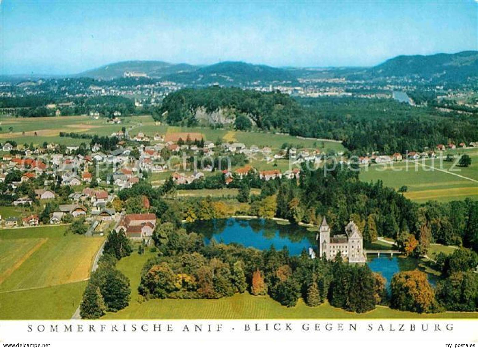 72802847 Anif Sommerfrische Schloss Blick Gegen Salzburg Fliegeraufnahme Anif - Altri & Non Classificati