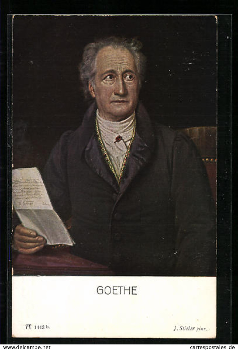 Künstler-AK Portrait Von Goethe Mit Einem Brief  - Writers