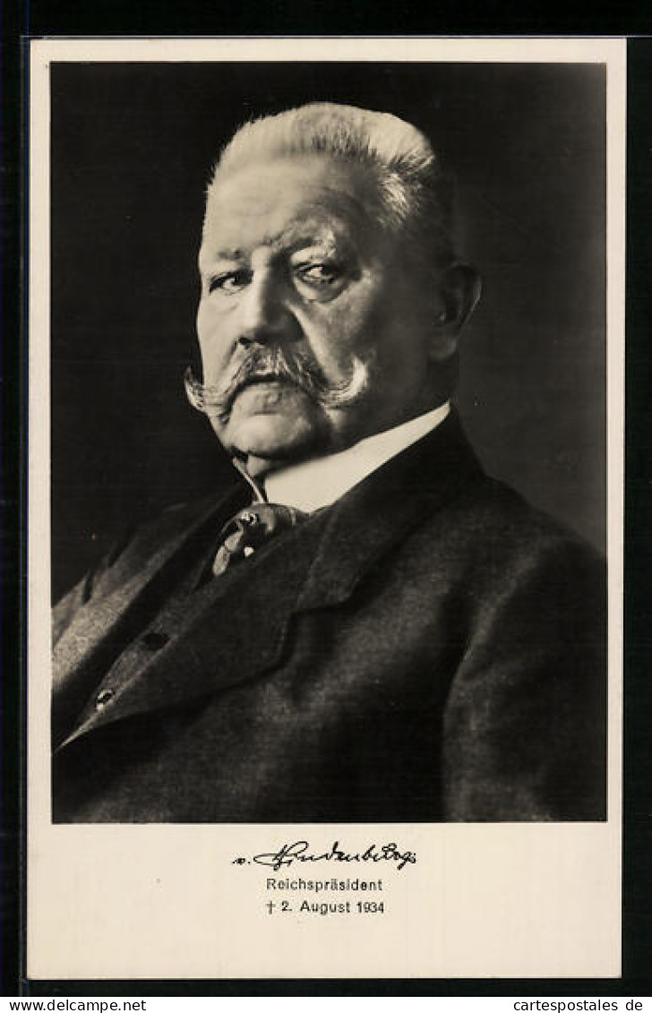 AK Paul Von Hindenburg Als Reichspräsident Im Portrait  - Personaggi Storici