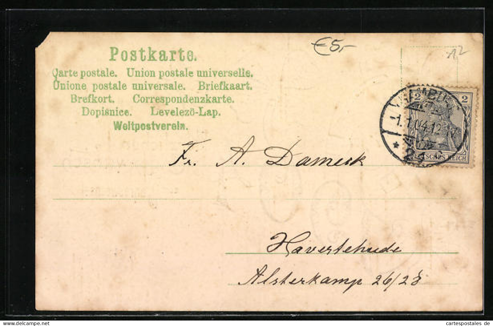AK Jahreszahl 1904 Mit Hufeisen Und Kleeblättern  - Sonstige & Ohne Zuordnung