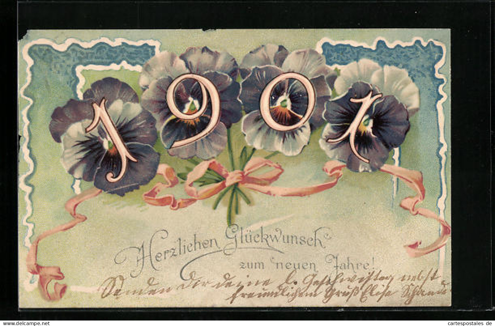 AK Jahreszahl 1901 Mit Blüten Und Schleife  - Sonstige & Ohne Zuordnung