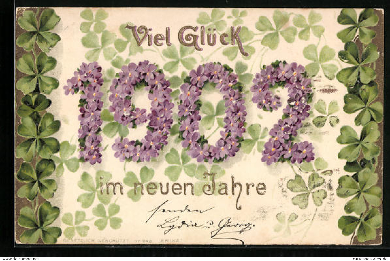AK Jahreszahl 1902 Aus Veilchen  - Autres & Non Classés