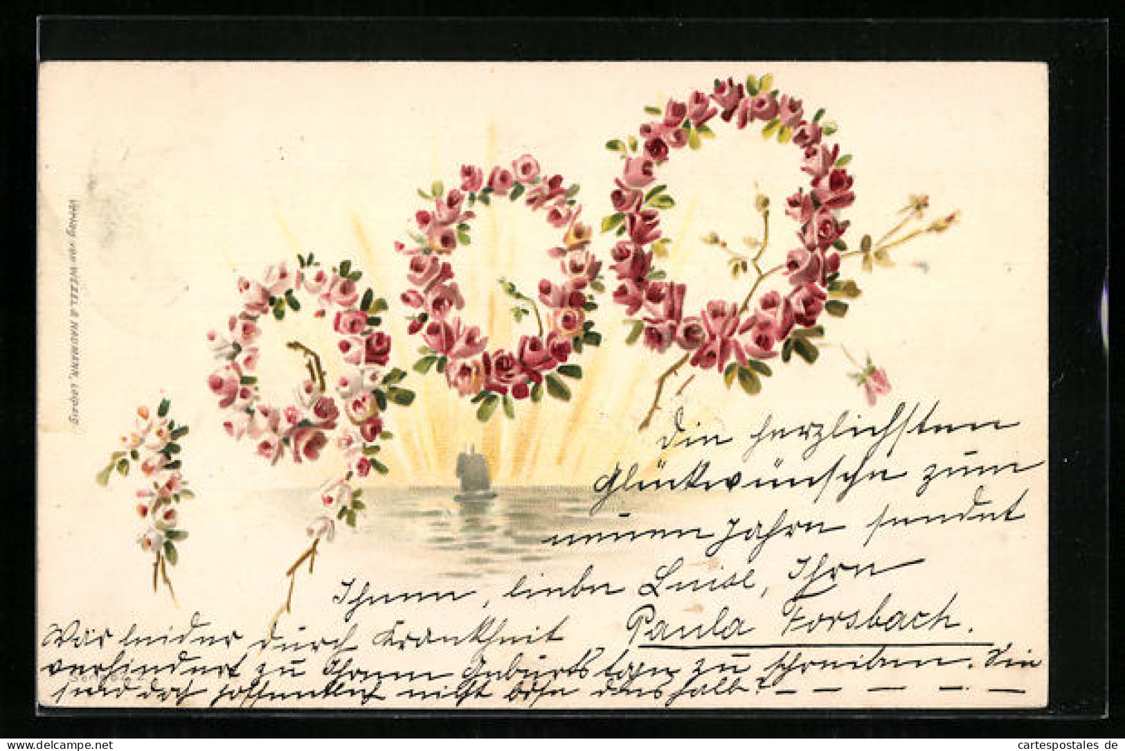 AK Jahreszahl 1900 Aus Rosen  - Sonstige & Ohne Zuordnung