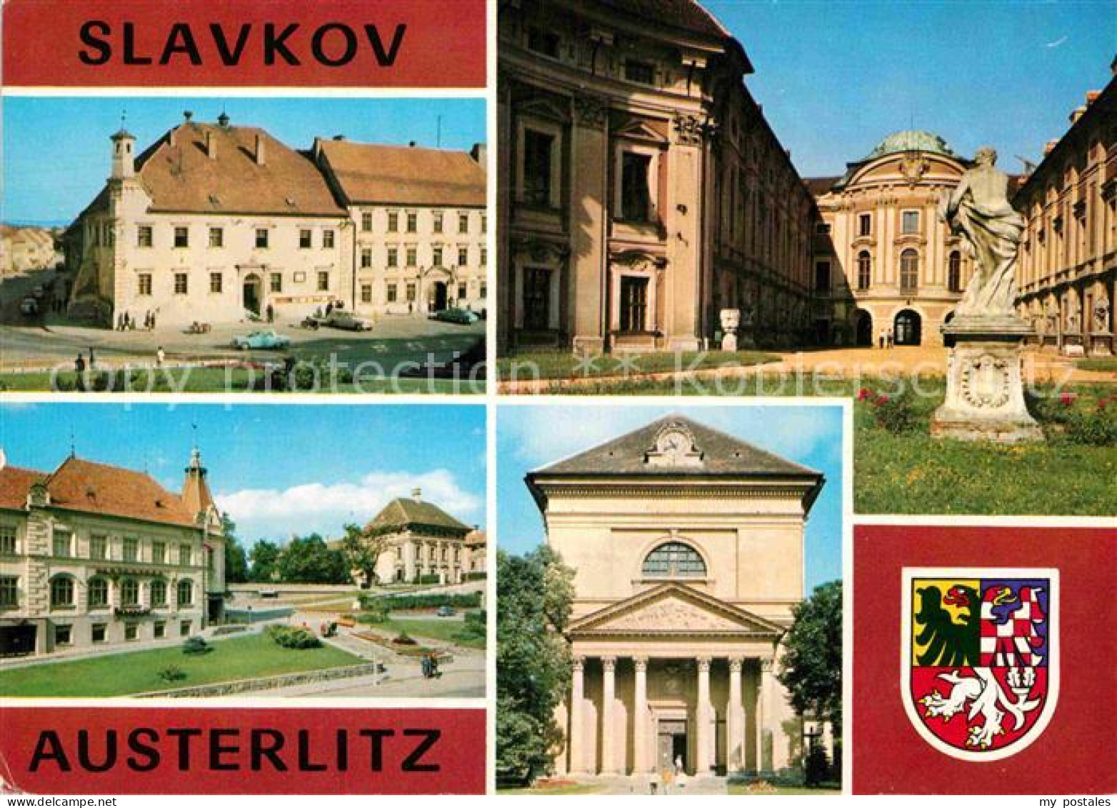 72802040 Slavkov U Brna Platz Rathaus Schloss Denkmal Kirche Fassade Slavkov U B - Tschechische Republik