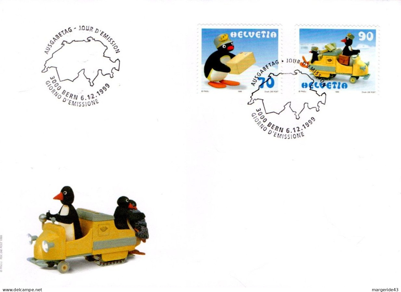SUISSE FDC 1999 PINGOUINS POSTAUX - FDC