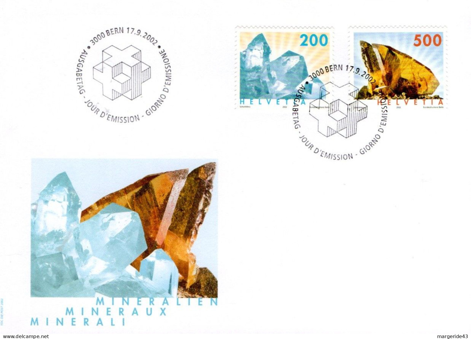 SUISSE FDC 2002 MINERAUX - FDC