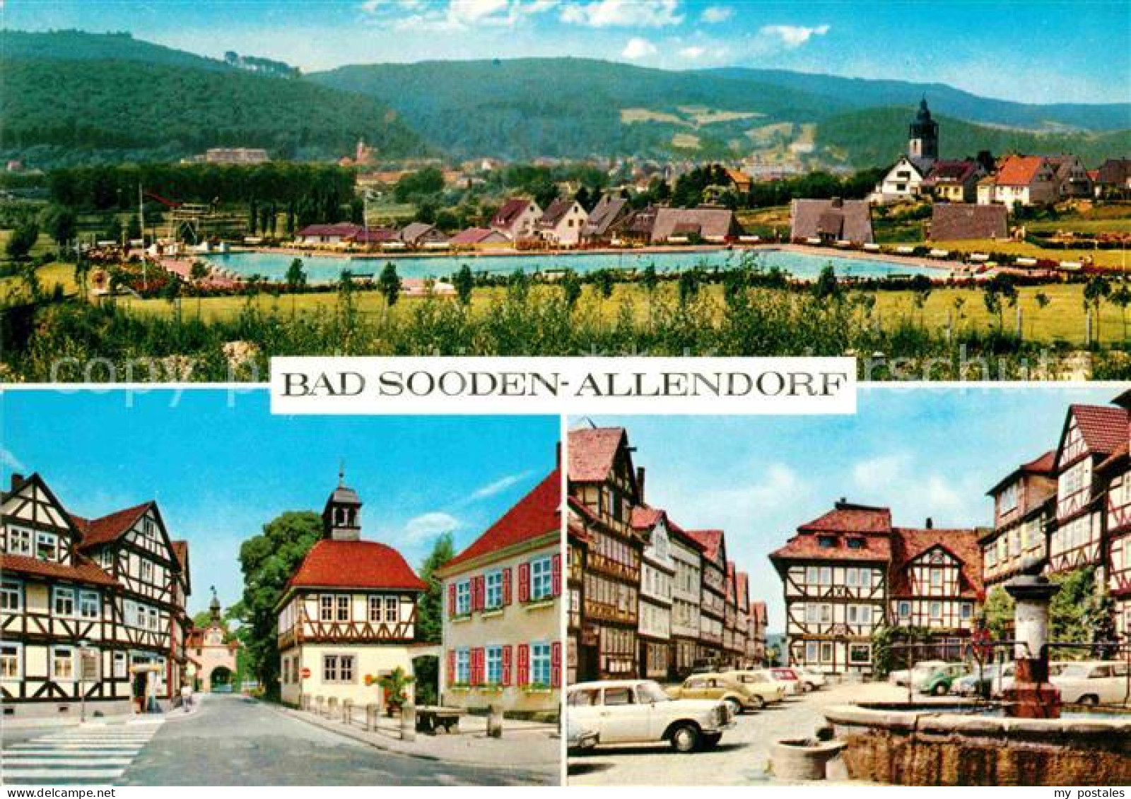 72800774 Bad Sooden-Allendorf Gesamtansicht Mit Freibad Innenstadt Fachwerkhaeus - Bad Sooden-Allendorf