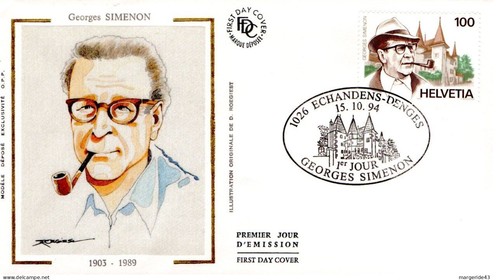 SUISSE FDC 1994 GEORGES SIMENON - Schrijvers