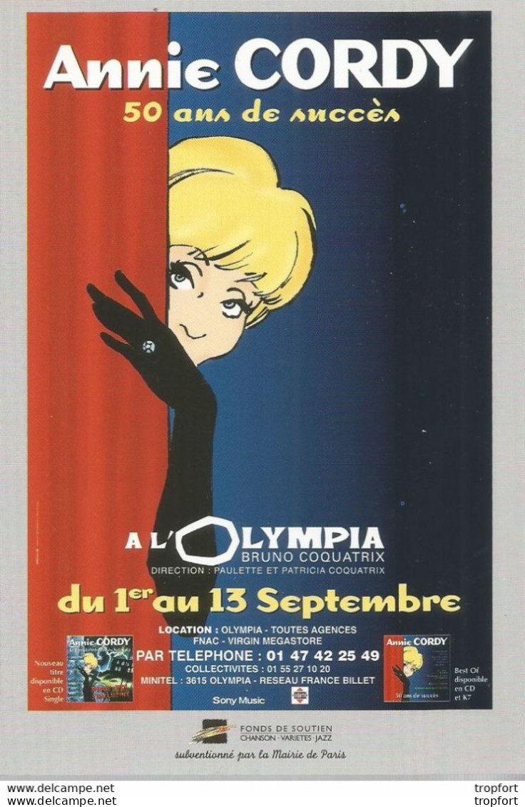 F42 / CARTE CPM Publicitaire PUB Advertising Card Cart' Com MUSIQUE Théâtre OLYMPIA Annie CORDY 50 Ans De SCENE - Advertising