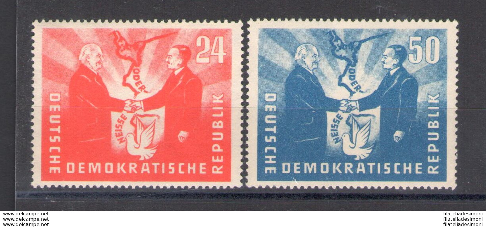 1951 DDR, Visita Presidente Polacco Bierut, 2 Valori, Yvert N. 36-37, MNH** - Otros & Sin Clasificación