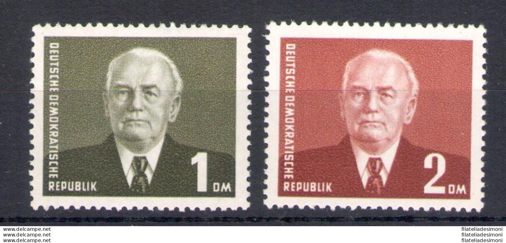 1952-53 DDR, Presidente Pieck - Filigrana P, 2 Valori, Yvert N. 72-72A, MNH** - Sonstige & Ohne Zuordnung