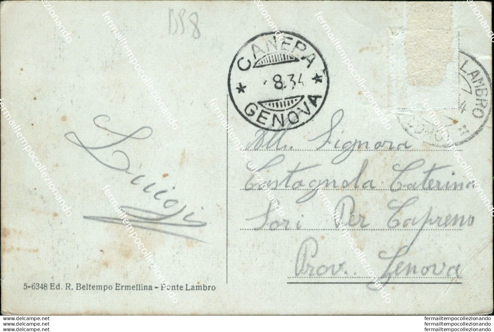 Bs8 Cartolina Castelmarte Da Ponte Lazza 1934 Provincia Di Como Lombardia - Como