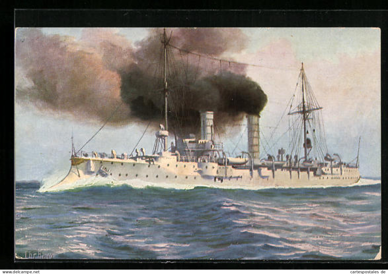 Künstler-AK Christopher Rave: SM Kleiner Geschützter Kreuzer Undine, 1903  - Warships