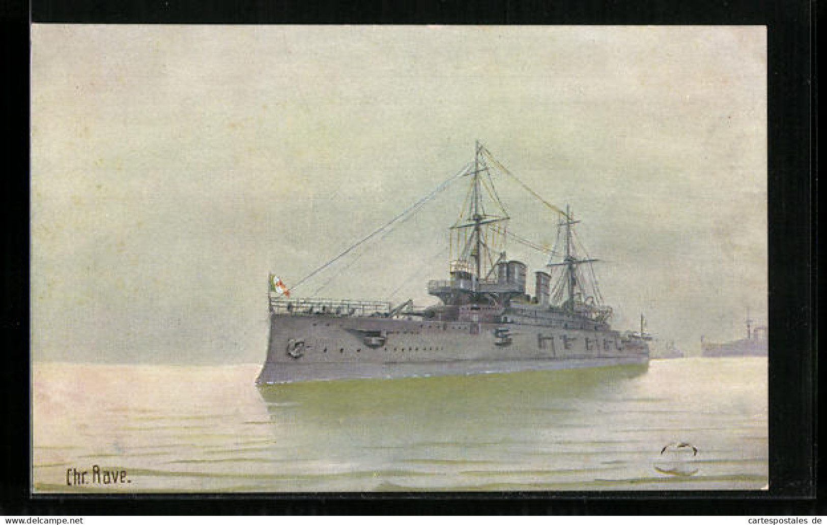 Künstler-AK Christopher Rave: Italienisches Linienschiff Regina Margharita, 1901  - Guerra