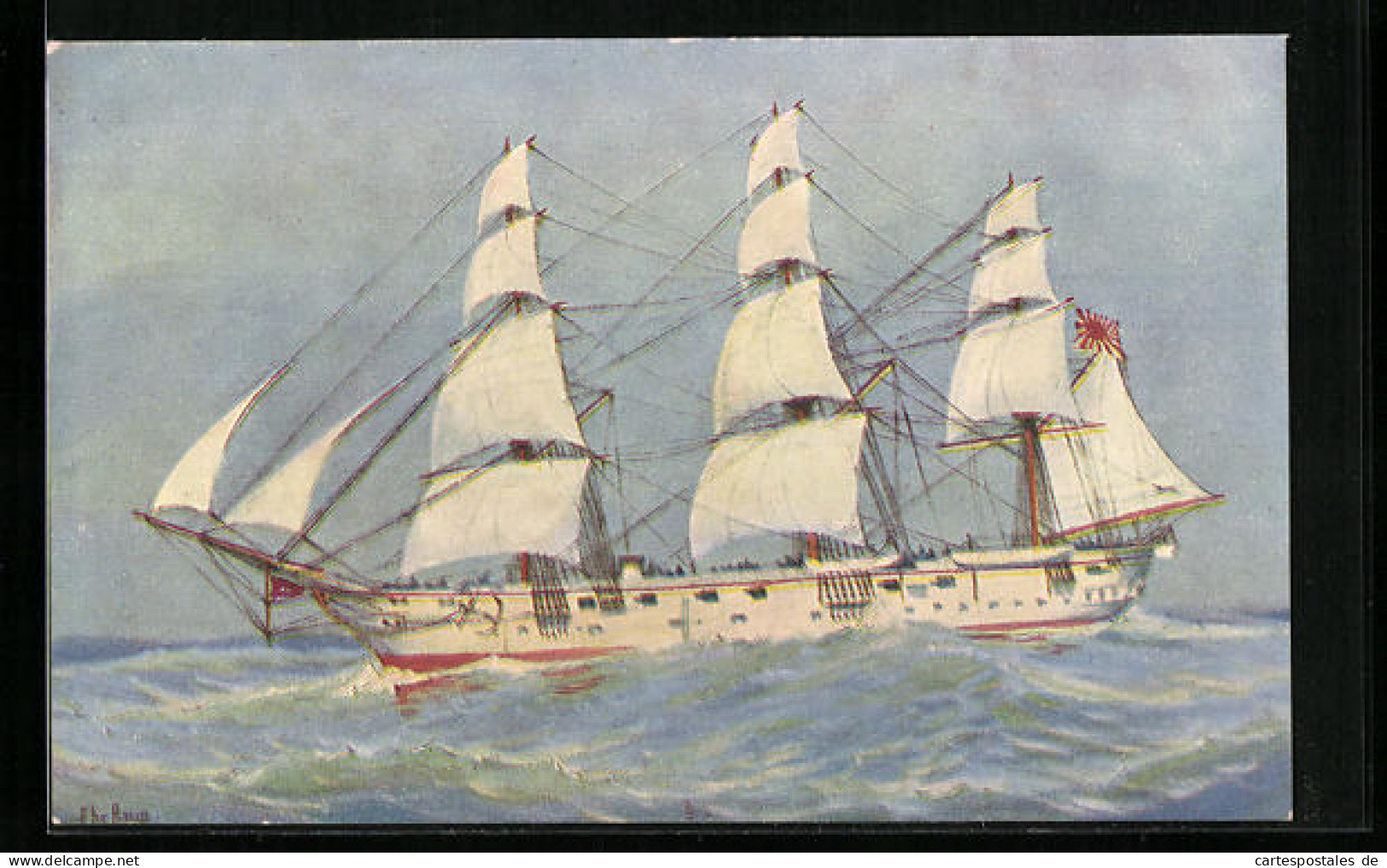 Künstler-AK Christopher Rave: Erstes Japan. Kriegsschiff Tsukuba, 19. Jahrhundert  - Other & Unclassified