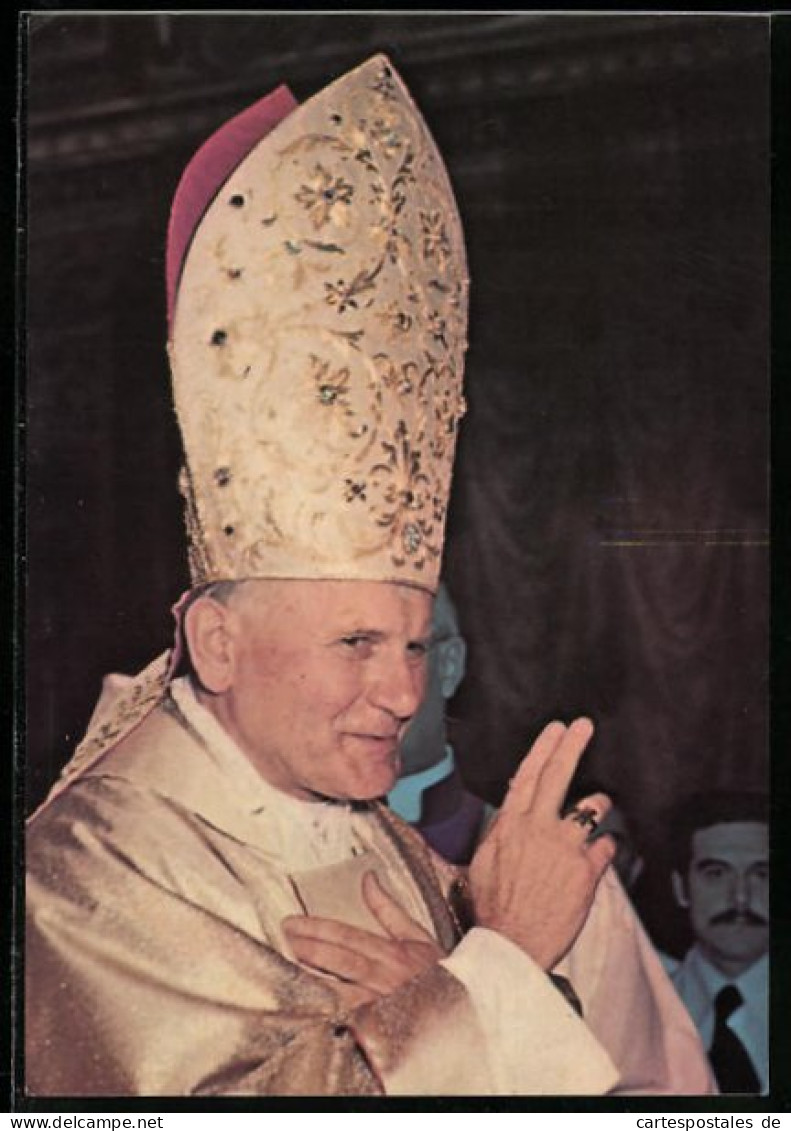 AK Papst Johannes Paul II. Mit Mitra  - Popes