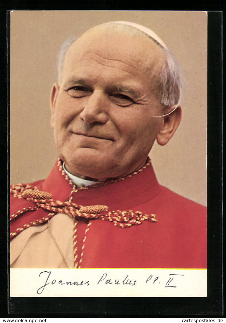 AK Papst Johannes Paul II. In Rotem Ornat  - Papi
