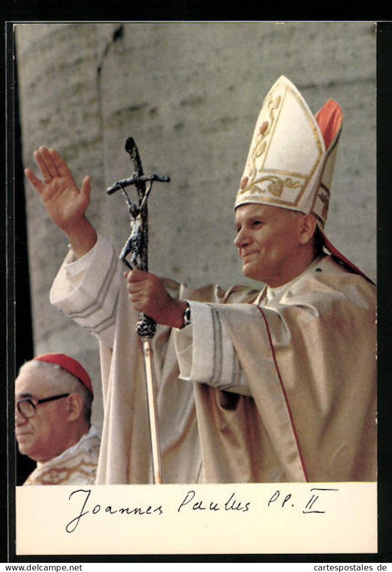 AK Papst Johannes Paul II. Mit Ferula Und Mitra  - Papas