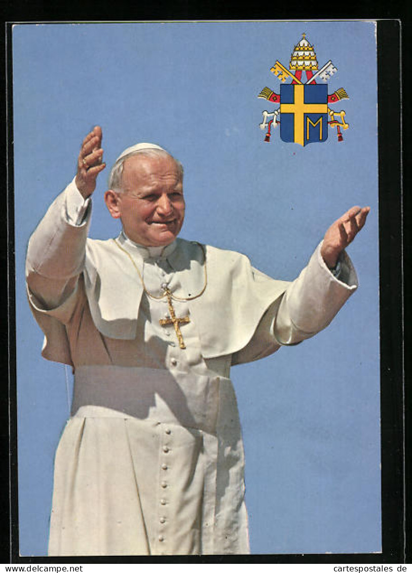 AK Papst Johannes Paul II., Freudestrahlend Mit Offenen Armen  - Päpste