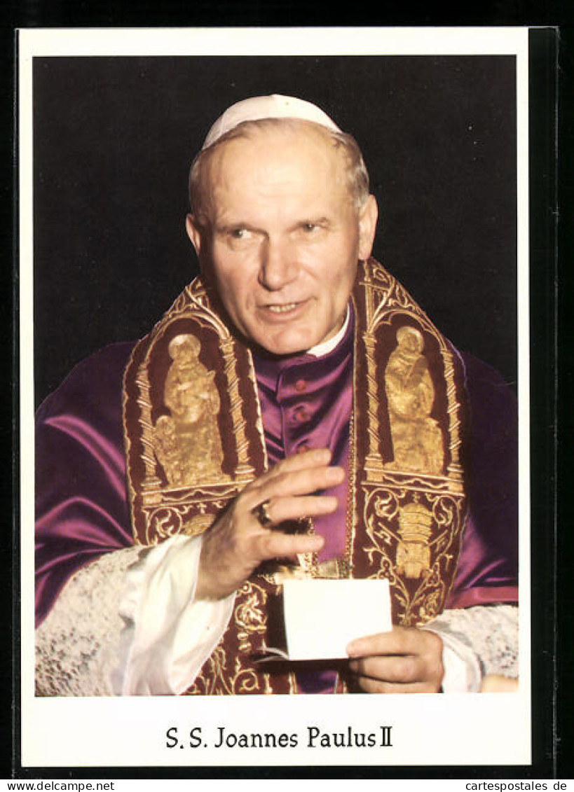 AK Papst Johannes Paul II. Mit Zettel In Der Hand  - Papas