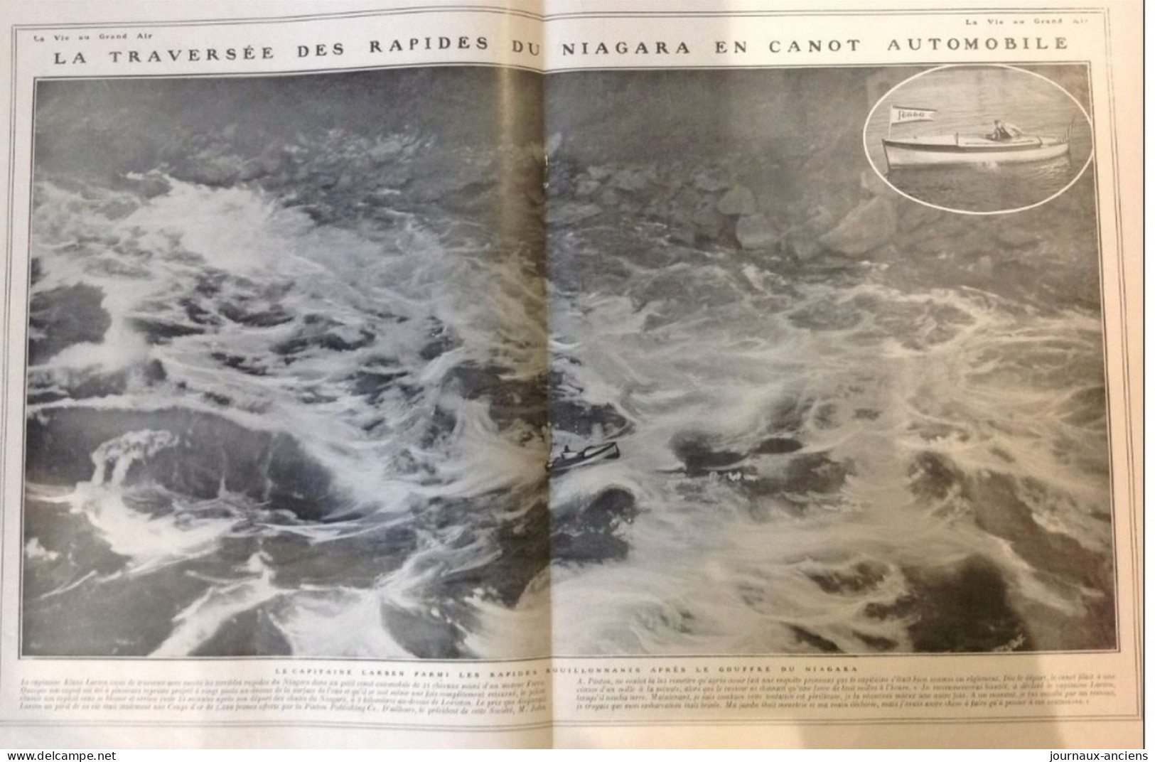 1910 LA TRAVERSÉE DES RAPIDES DU NIAGARA EN CANOT AUTOMOBILE - CAPITAINE LARSEN - LA VIE AU GRAND AIR - Otros & Sin Clasificación