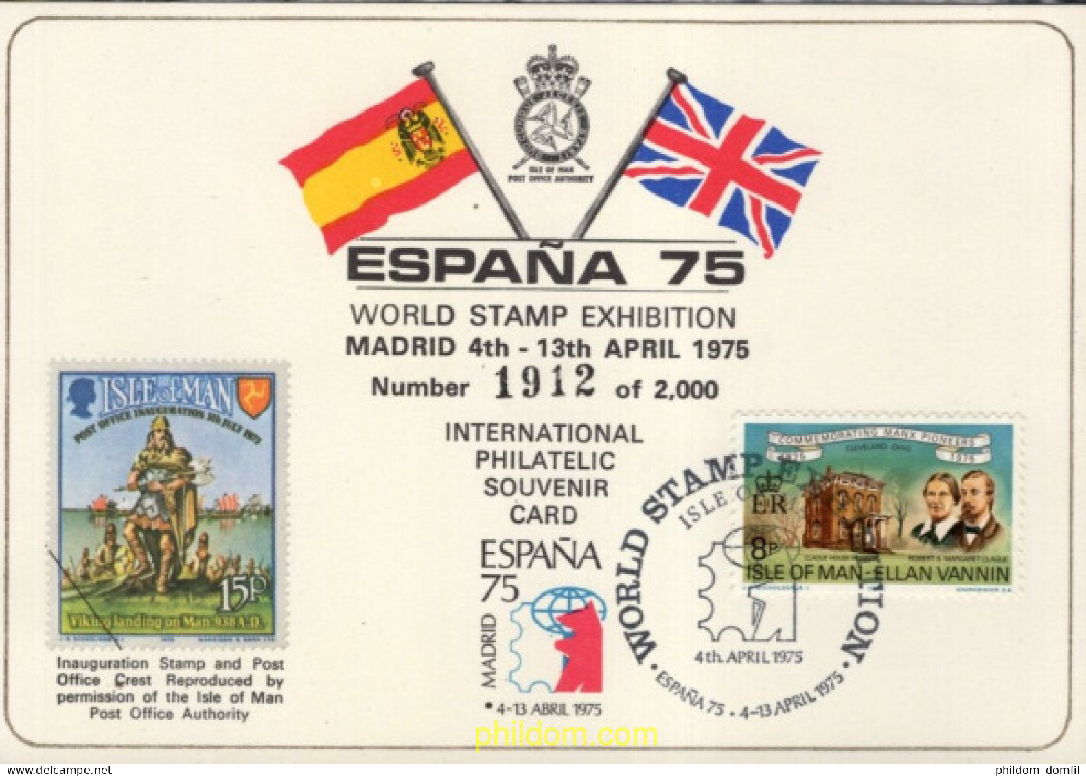 730752 MNH MAN 1975 PIONEROS DE MAN EN AMERICA - Isle Of Man