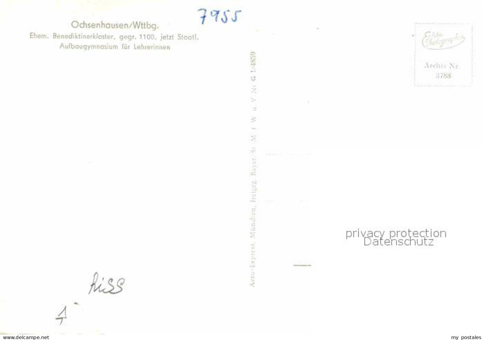 72797256 Ochsenhausen Fliegeraufnahme Ehemaliges Benediktinerkloster Ochsenhause - Altri & Non Classificati