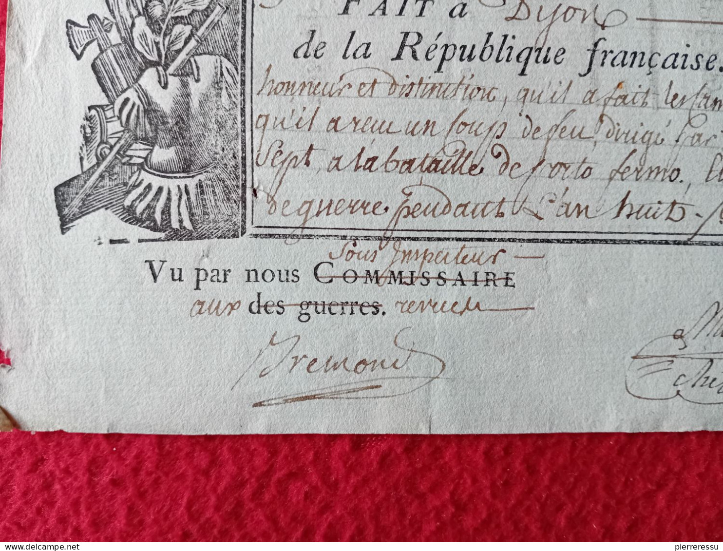 DIPLOME CONGE MILITAIRE A ANDRE TISSIER INFANTERIE DE LIGNE AUTOGRAPHES GENERAL CANCLAUX 1817 - Diploma & School Reports