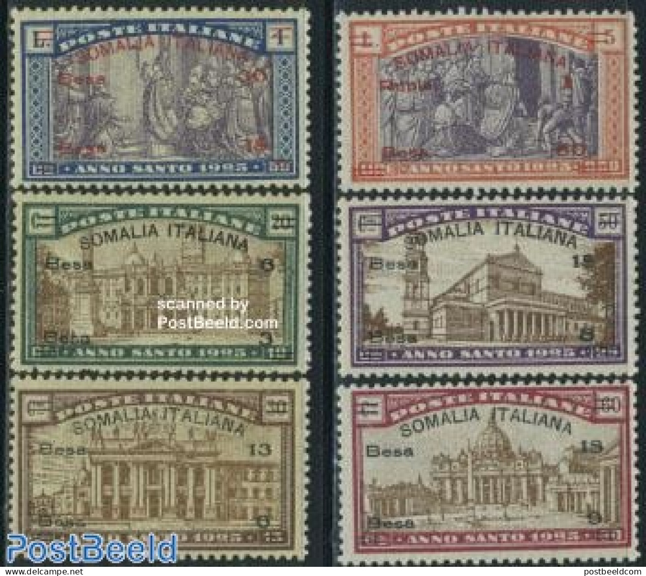 Italian Somalia 1925 Holy Year 6v, Mint NH, Religion - Religion - Sonstige & Ohne Zuordnung