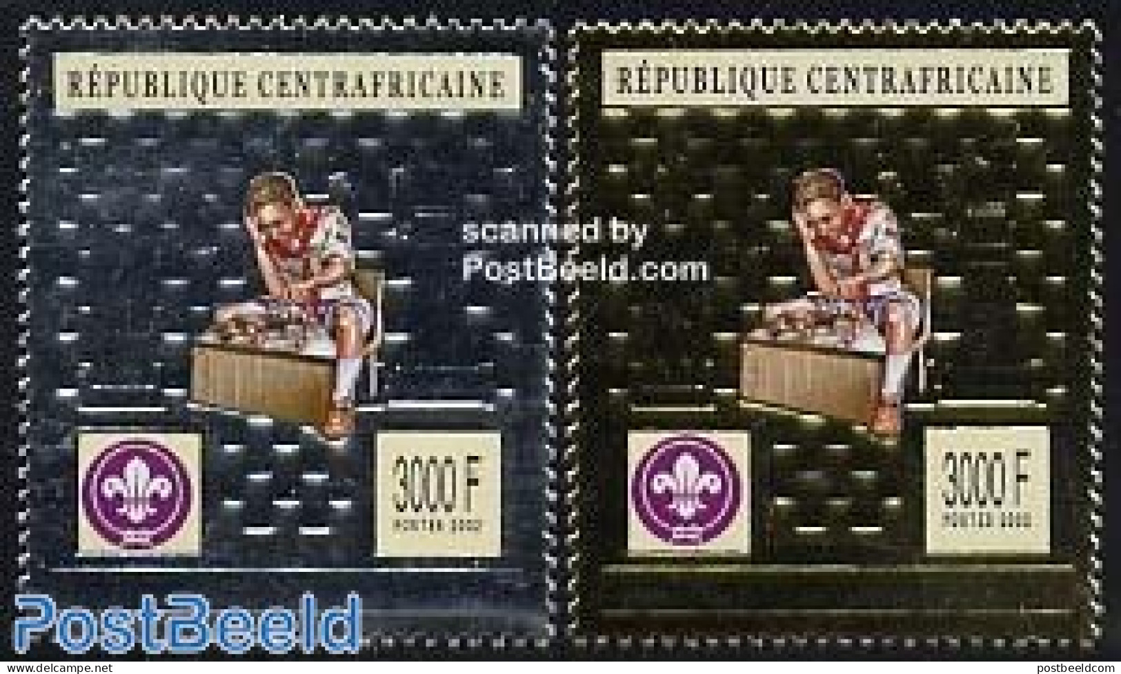 Central Africa 2002 Scouting/chess 2v Gold/silver, Mint NH, Sport - Chess - Scouting - Echecs