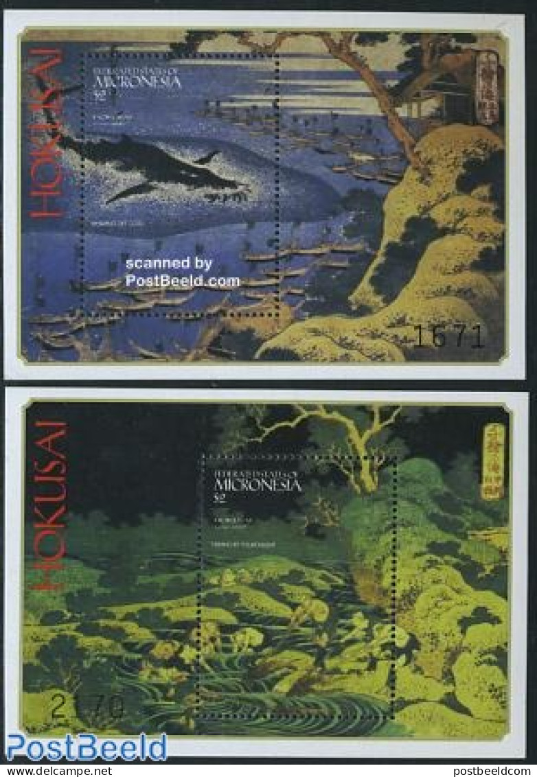 Micronesia 1999 K. Hokusai 2 S/s, Mint NH, Art - East Asian Art - Paintings - Micronesia