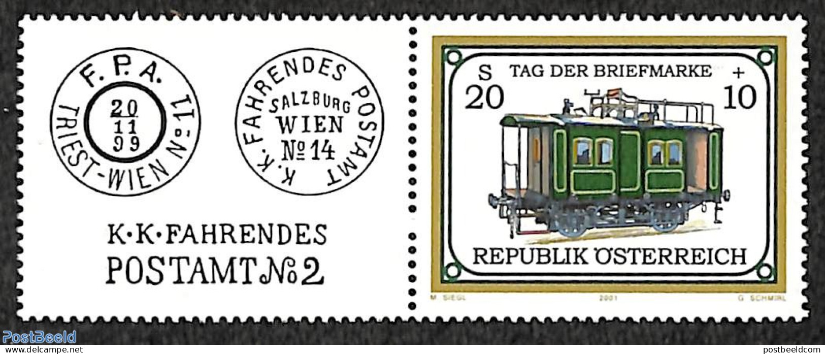 Austria 2001 Stamp Day 1v+tab, Mint NH, Transport - Stamp Day - Railways - Unused Stamps