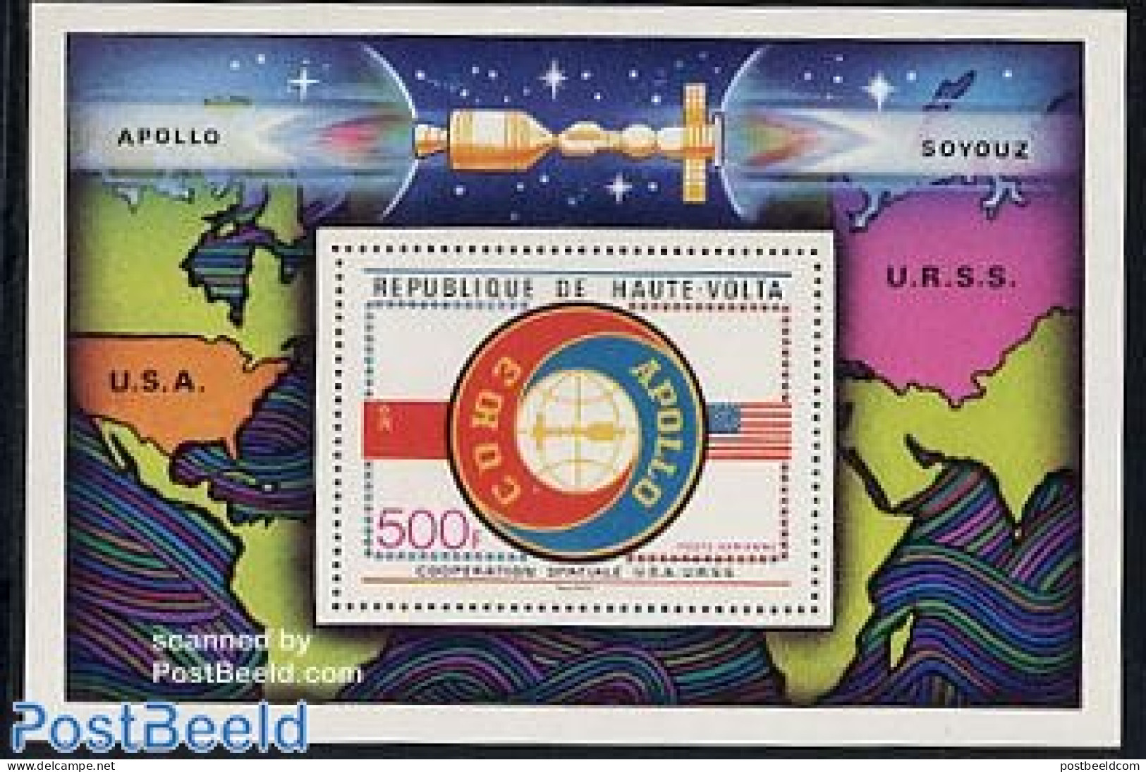 Upper Volta 1975 Apollo-Soyuz S/s, Mint NH, Transport - Space Exploration - Andere & Zonder Classificatie