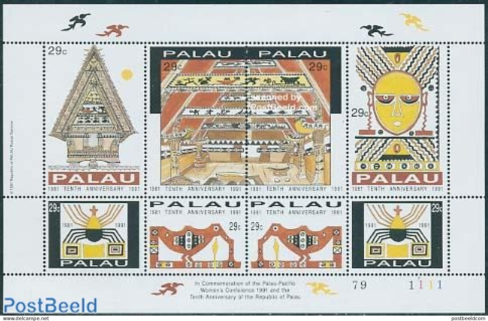 Palau 1991 10 Years Independence 8v M/s, Mint NH - Autres & Non Classés