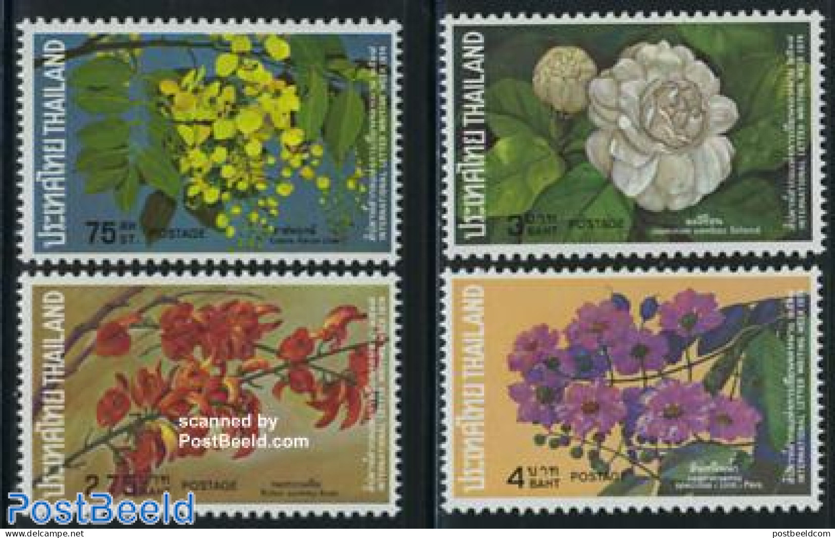 Thailand 1974 International Letter Week 4v, Mint NH, Nature - Flowers & Plants - Thailand