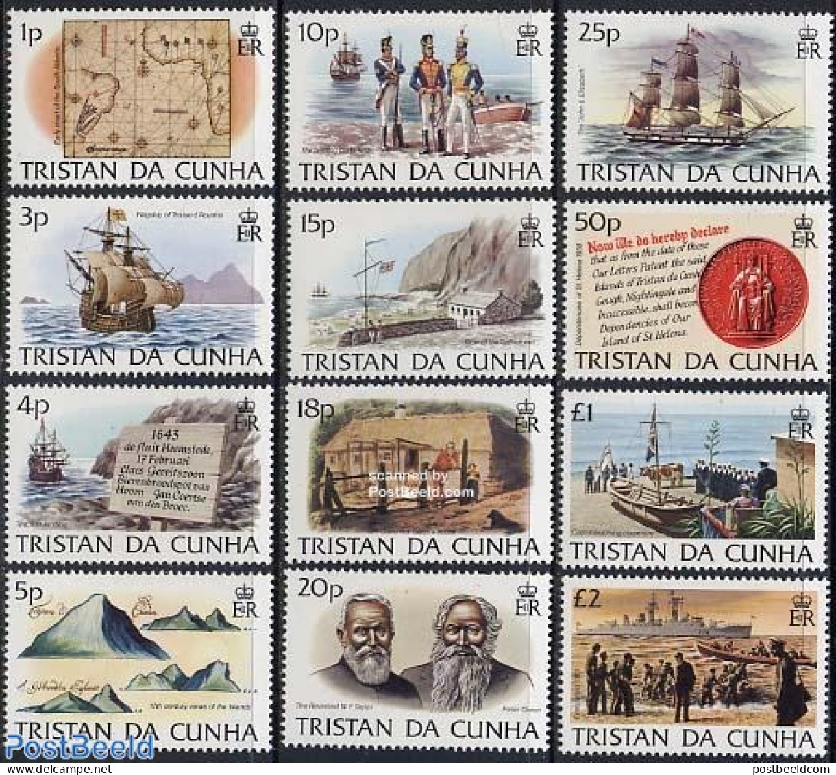 Tristan Da Cunha 1983 Definitives, Island History 12v, Mint NH, History - Transport - Various - History - Ships And Bo.. - Bateaux
