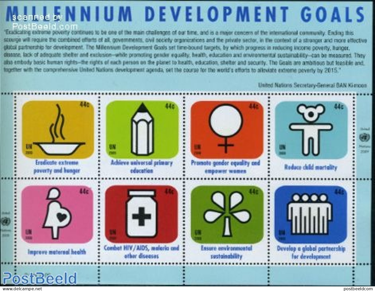 United Nations, New York 2009 Millennium Development Goals 8v M/s, Mint NH - Andere & Zonder Classificatie