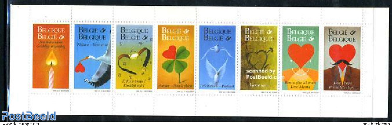 Belgium 1999 Greeting Stamps 8v In Booklet, Mint NH, Various - Stamp Booklets - Greetings & Wishing Stamps - Ongebruikt