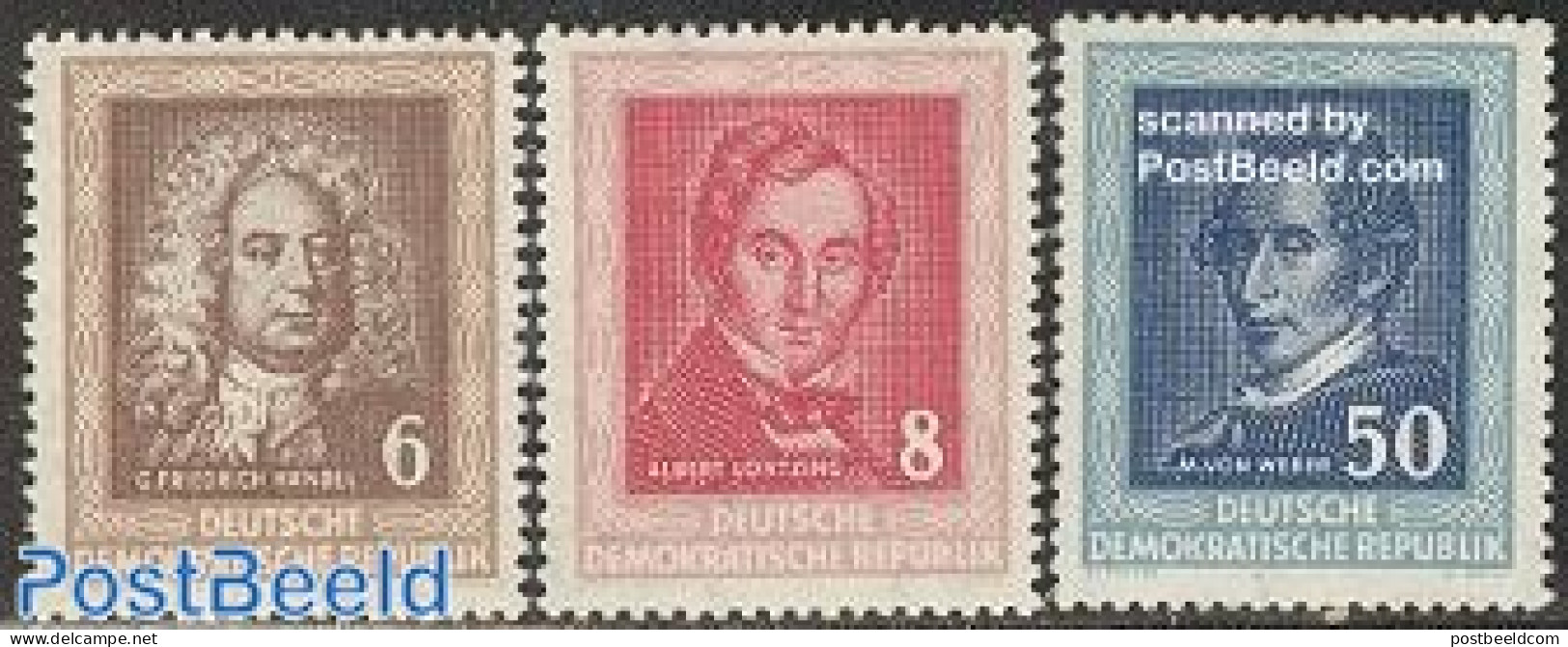 Germany, DDR 1952 Haendel Festival 3v, Mint NH, Performance Art - Music - Unused Stamps