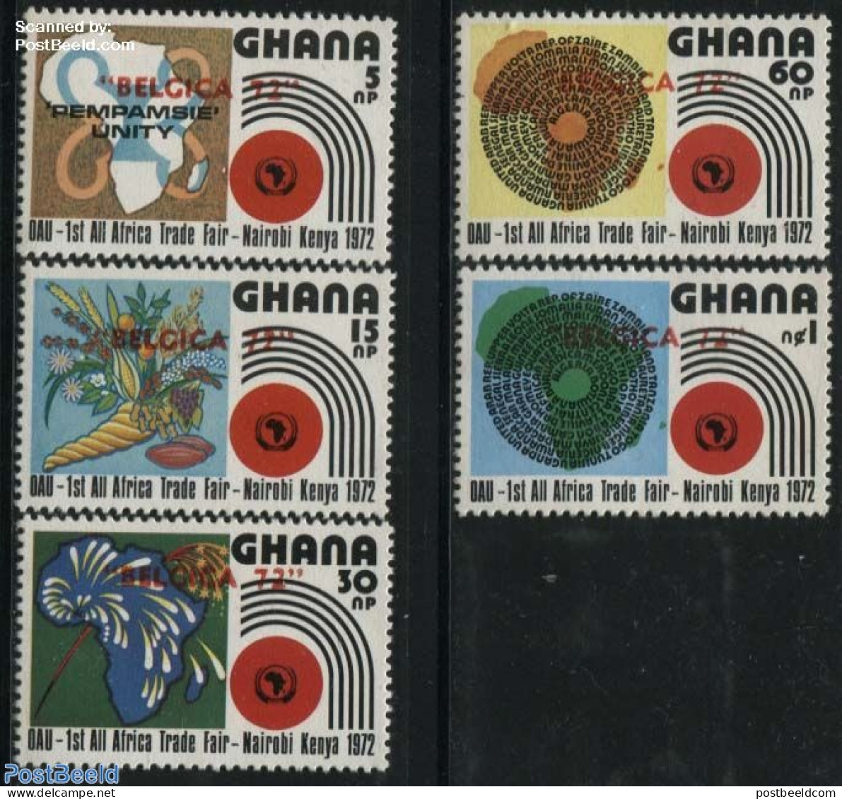 Ghana 1972 Belgica Overprints 5v, Mint NH - Other & Unclassified